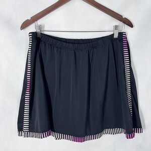Swim 365 Striped Black and Pink Swim Skort Skirt Women's Size 20W